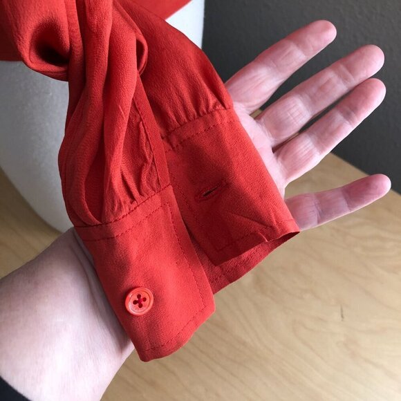 Lily Silk Burnt Orange Blouse - Quiet Luxury - Picture 6 of 6